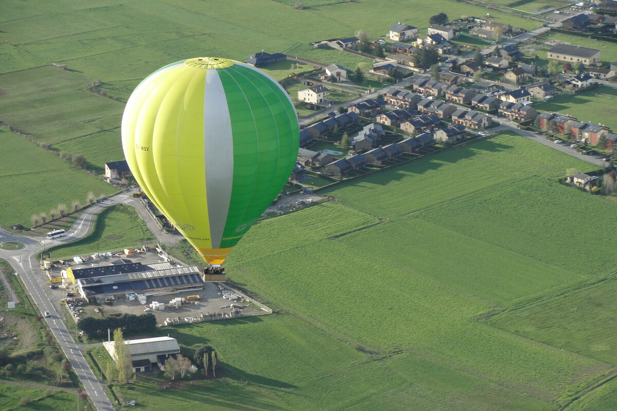Sunrise over La Cerdanya seen from a hot air balloon