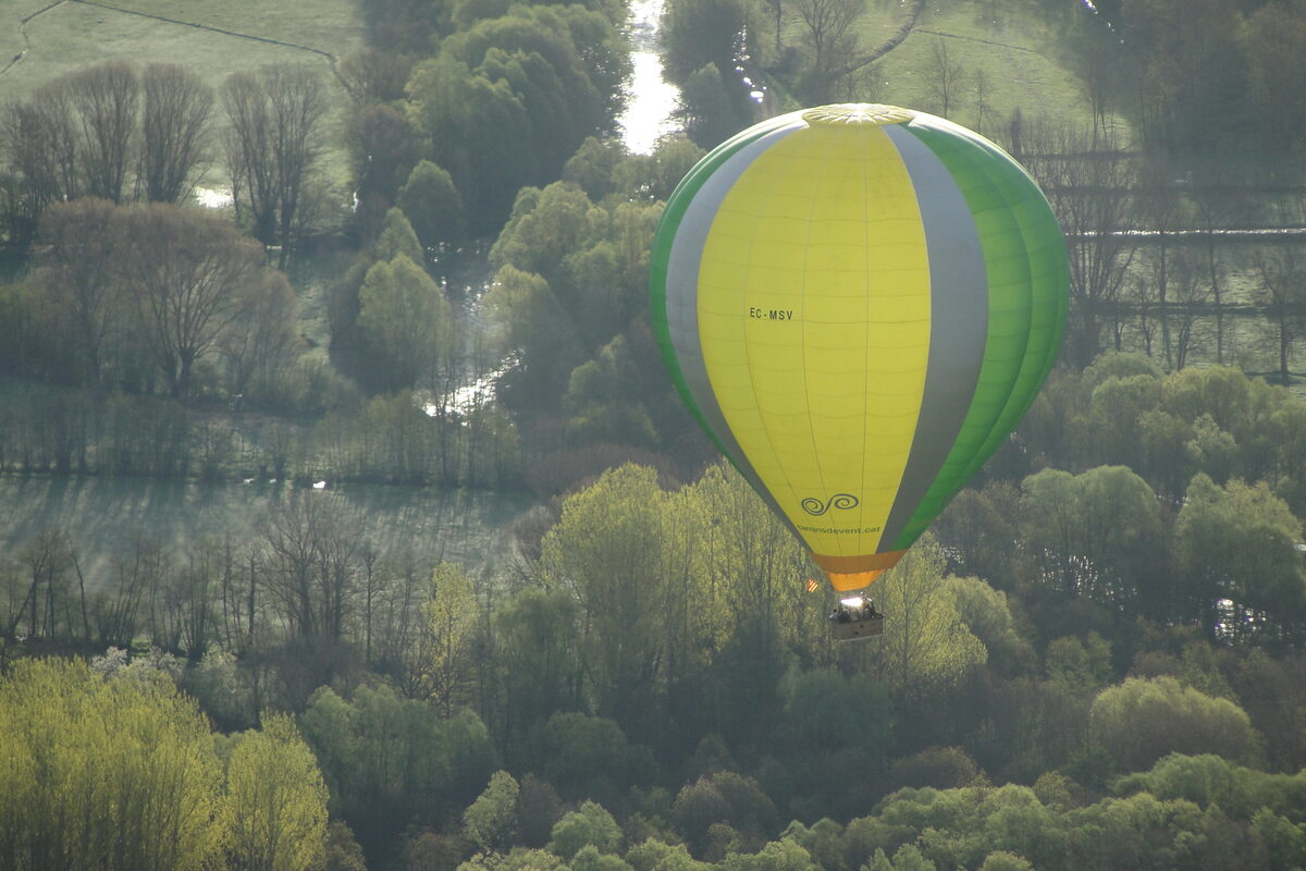 First light over La Cerdanya seen from a hot air balloon near Alp